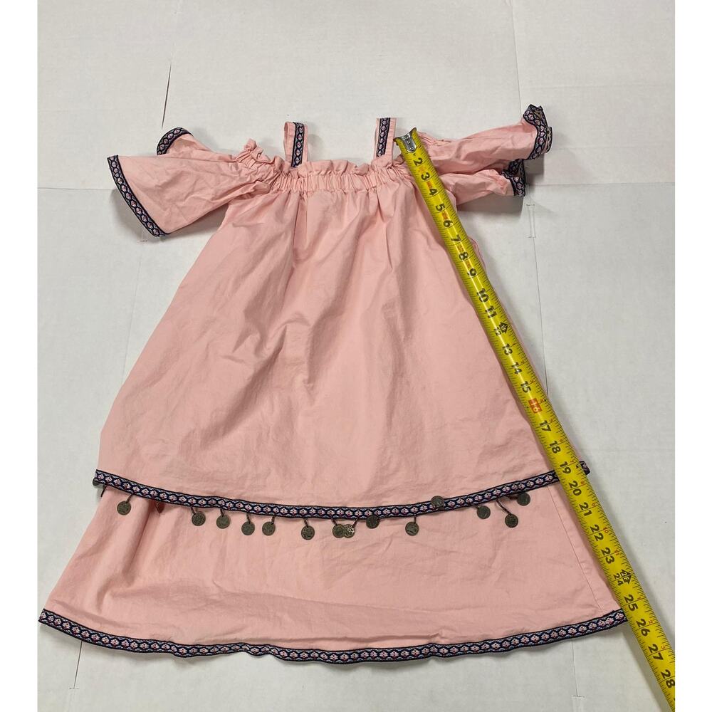 Miss Flamingo Girls Pink Boho Coin Trim Dress Size 12Y Pre Owned